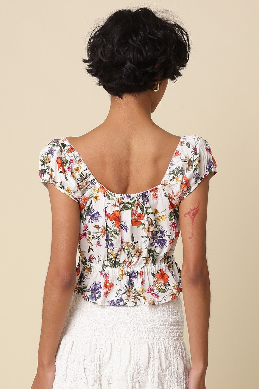 Olivaceous - Adeline Floral Peplum Top