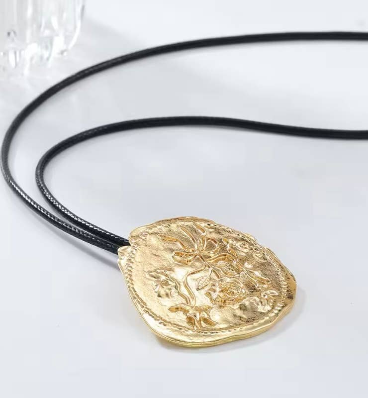 HoopLa - Country Rose- 14K and PVD Cord Lariat Tassel Necklace