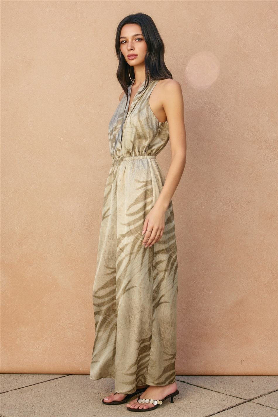 Dress Forum - Tropical Leaf Halter Neck Jumpsuit
