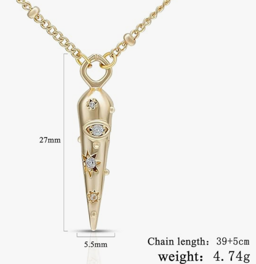 HoopLa - Cornicello horn 14K Steel -evil eye-Charm Necklace